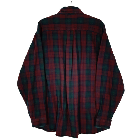 Mens Burgundy L.L.Bean Scotch Plaid Flannel Shirt