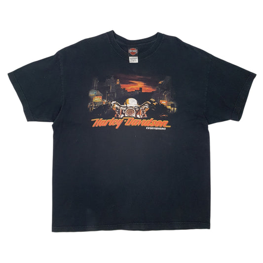 Mens Black Harley Davidson Vintage 90s Made In USA Spellout Short Sleeve T Shirt