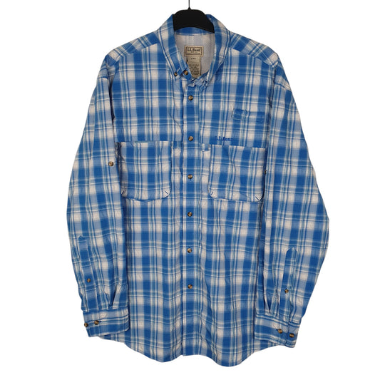 Mens Blue L.L.Bean Walking Hiking Long Sleeve Shirt