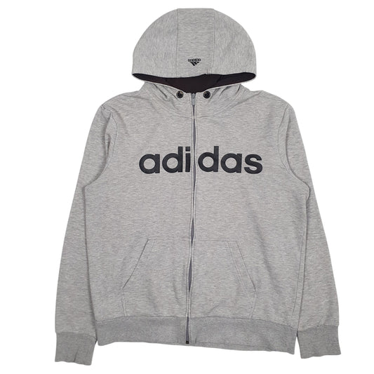Mens Grey Adidas Climalite Spellout Full Zip Jumper