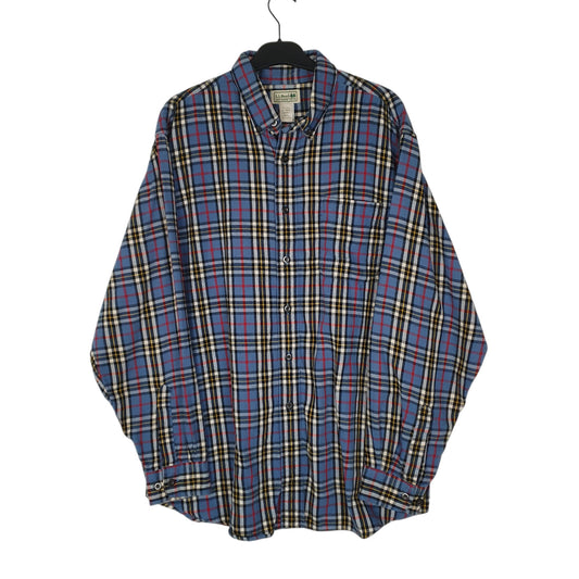 Mens Blue L.L.Bean Scotch Plaid Flannel Long Sleeve Shirt