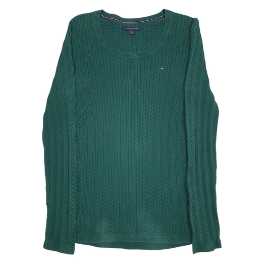 Womens Green Tommy Hilfiger Cable Knit Crewneck Jumper