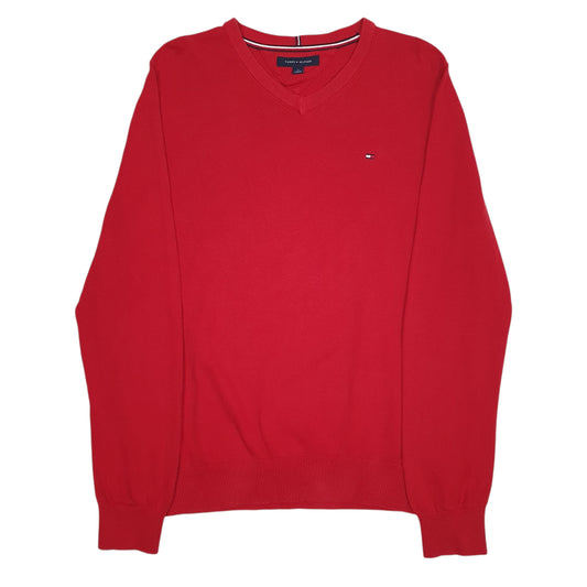 Mens Red Tommy Hilfiger V Neck Jumper