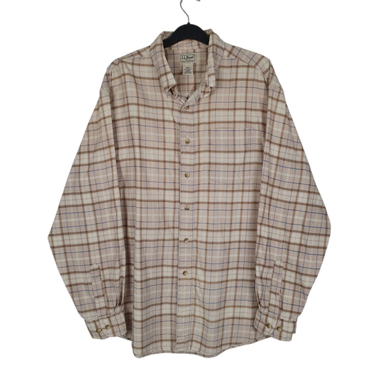Mens Beige L.L.Bean Corduroy Long Sleeve Shirt