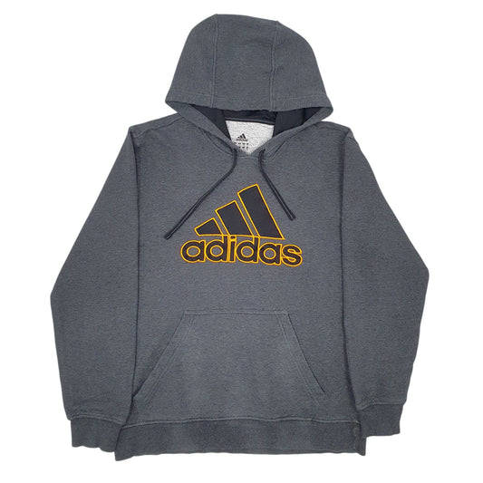 Mens Grey Adidas Spellout Hoodie Jumper