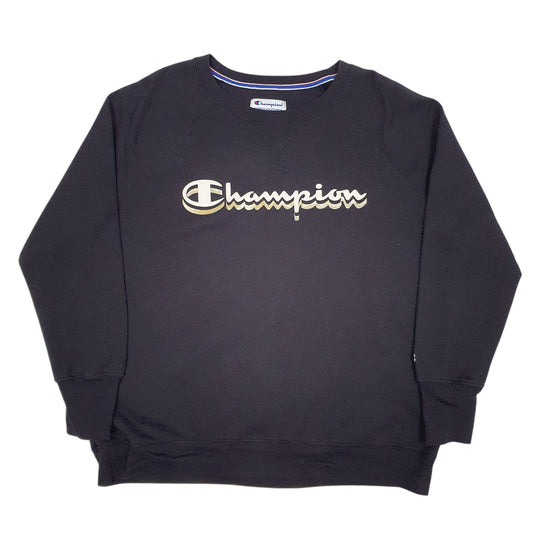 Womens Black Champion Spellout Crewneck Jumper