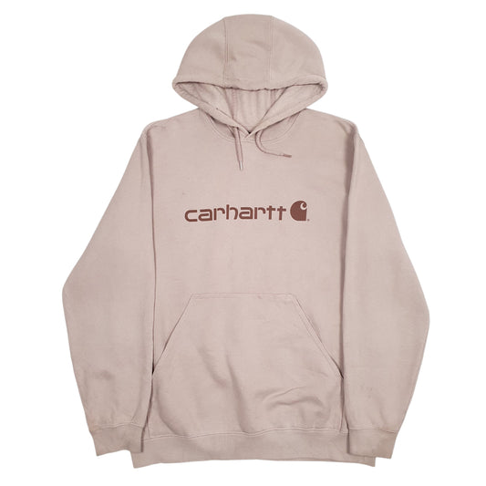Mens Pink Carhartt Spellout Hoodie Jumper