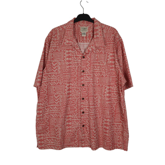 Mens Pink L.L.Bean Aztec Short Sleeve Shirt