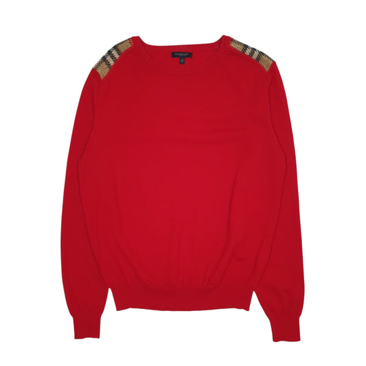 Mens Red Burberry Crewneck Jumper