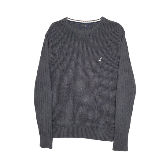 Mens Grey Nautica Waffle Knit Crewneck Jumper