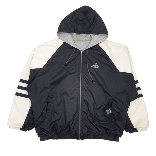 Mens Black Adidas Reversible Spellout Vintage Hoodie Coat