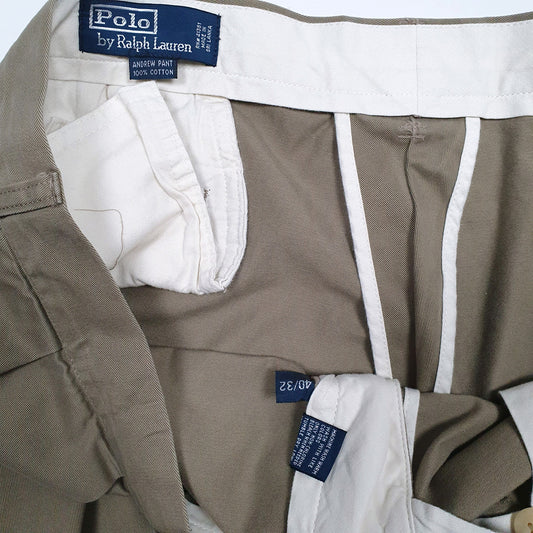 Mens Beige Polo Ralph Lauren Andrew Pant Double Pleated Trousers