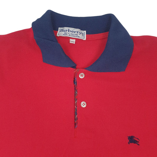 Mens Red Burberry Vintage Polo Shirt