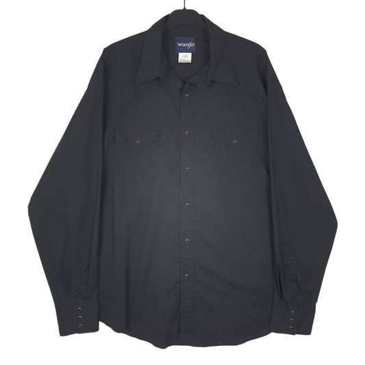 Mens Black Wrangler Pearl Snap Long Sleeve Shirt