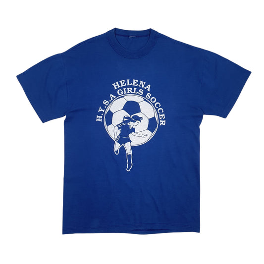 Womens Blue Unbranded Single Stitch Vintage 90s Short Sleeve T Shirt