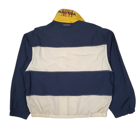 Mens Navy Nautica Vintage 00s Sailing Full Zip Coat
