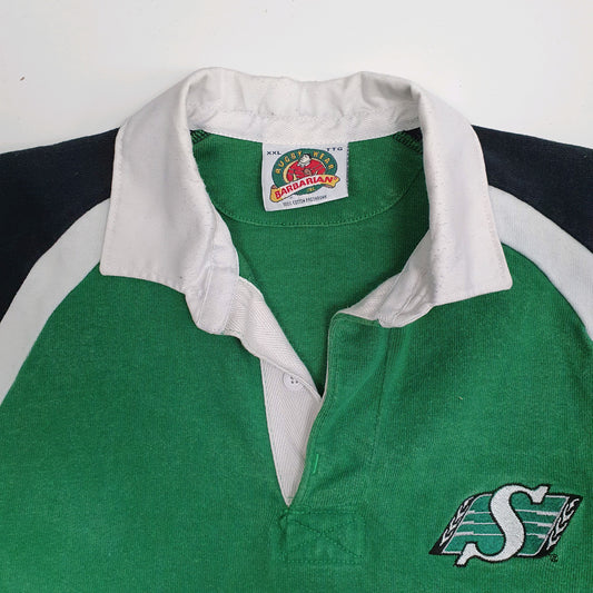 Mens Green Barbarian Rugby Hoodie Polo Shirt