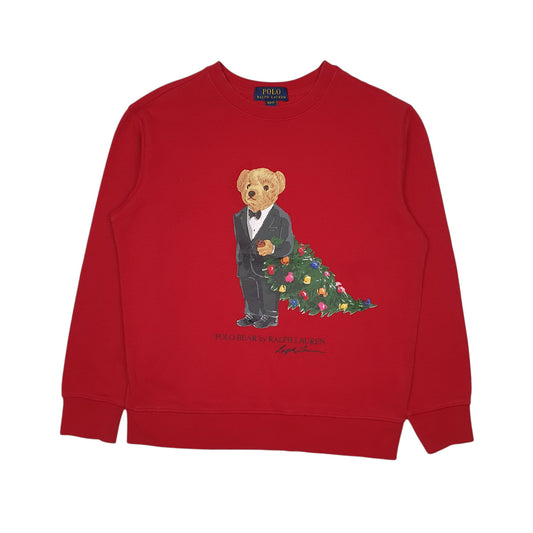 Womens Red Polo Ralph Lauren Polo Bear Christmas Crewneck Jumper