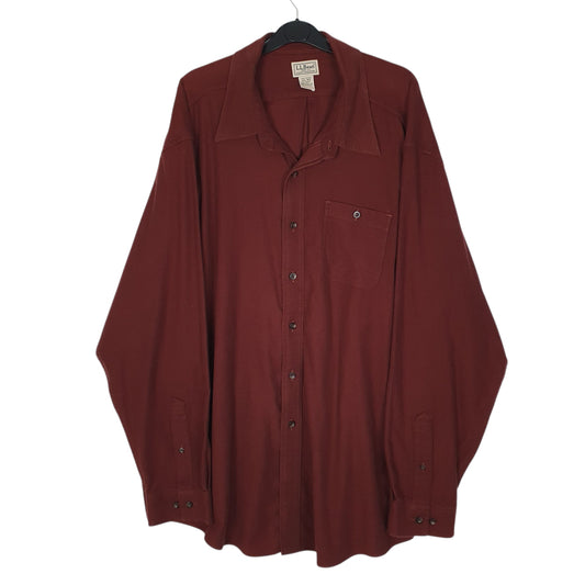 Mens Burgundy L.L.Bean Thick Flannel Long Sleeve Shirt