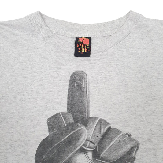 Mens Grey Native Sun Single Stitch Vintage 90s T Shirt