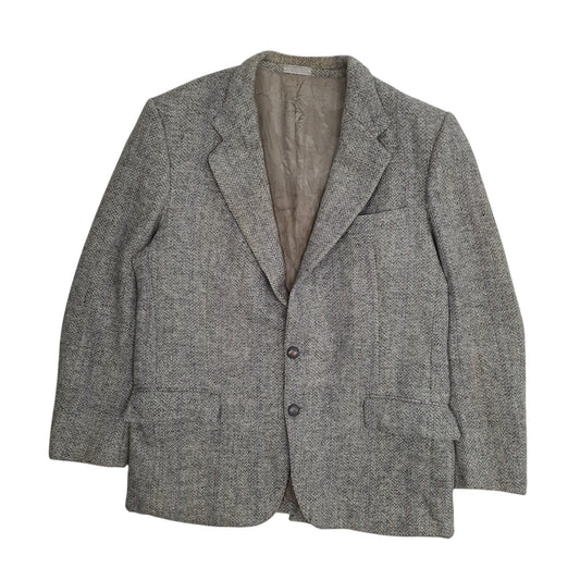 Mens Grey Wm. H. Leishman Harris Twead Herringbone Coat
