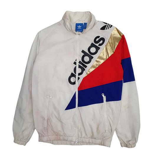 Mens White Adidas Track Top Coat