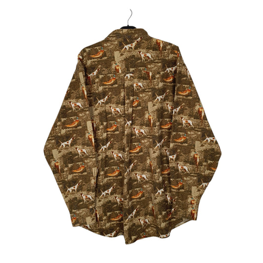 Mens Brown Woolrich Hunting Pheasants Hounds Shirt