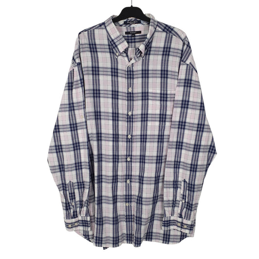 Mens Navy GANT Handloom Madras Long Sleeve Shirt