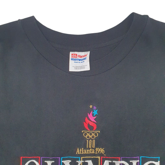 Mens Black Hanes Single Stitch Vintage 90s T Shirt