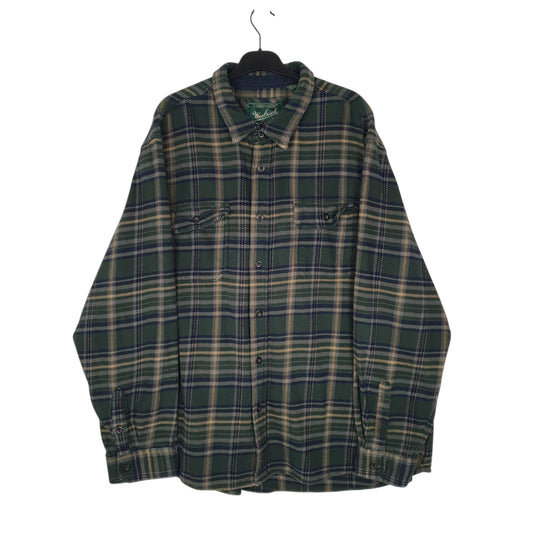 Mens Green Woolrich Thick Flannel Plaid Long Sleeve Shirt