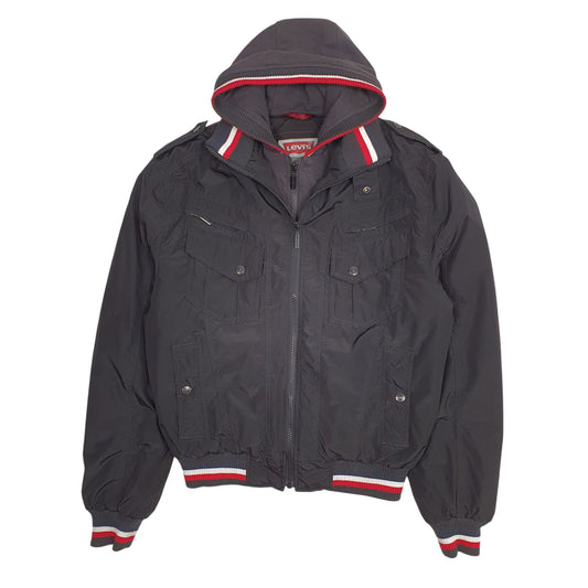 Mens Black Levis Windbreaker Hoodie Coat