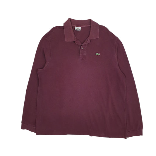 Mens Burgundy Lacoste Long Sleeve Polo Shirt