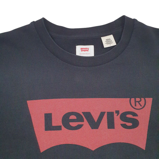 Mens Black Levis Spellout Crewneck Jumper