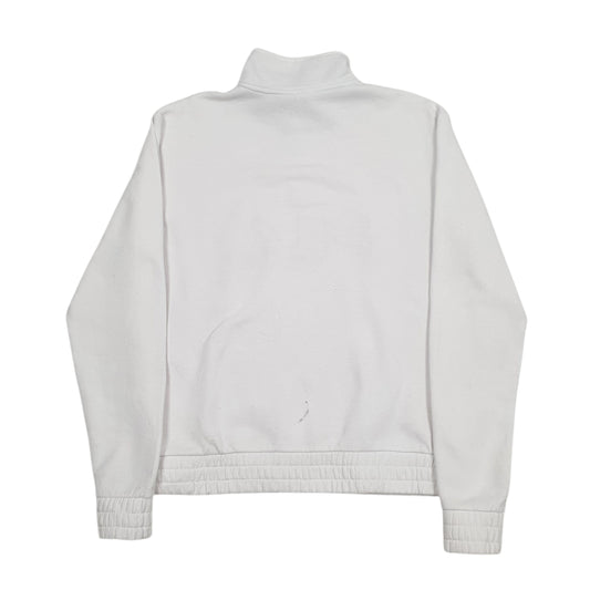 Womens White Fila Spellout Quarter Zip Jumper