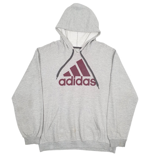 Mens Grey Adidas Spellout Hoodie Jumper