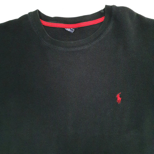 Mens Black Polo Ralph Lauren Lightweight Thermal Crewneck Jumper