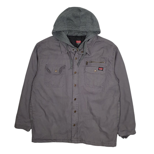 Mens Grey Wrangler Bomber Hoodie Chore Coat