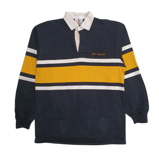 Mens Black Barbarian Rugby Long Sleeve Polo Shirt