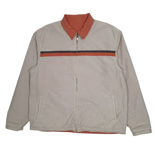 Mens Grey Lee Vintage 90s Reversible Corduroy Harrington Coat