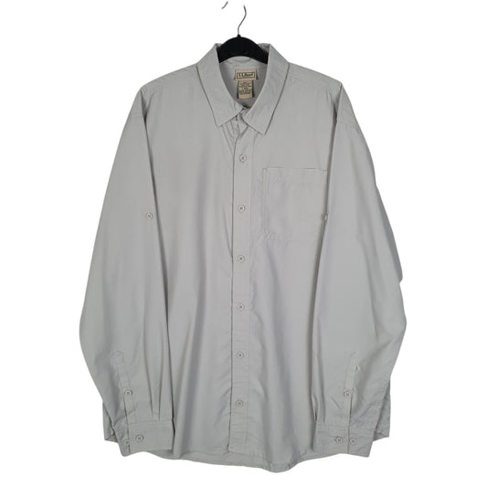 Mens Grey L.L.Bean Walking Hiking Long Sleeve Shirt