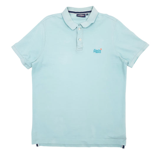 Mens Blue Superdry Short Sleeve Polo Shirt