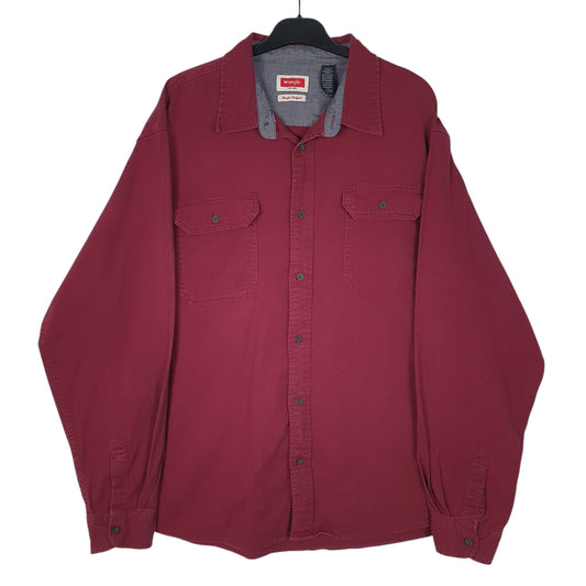 Mens Burgundy Wrangler Long Sleeve Shirt