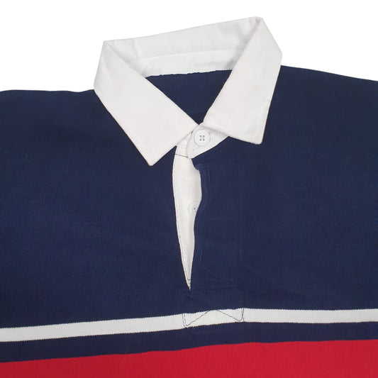 Womens Navy Barbarian Rugby Crewneck Polo Shirt