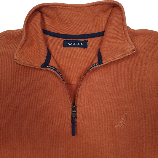 Mens Orange Nautica Quarter Zip Jumper
