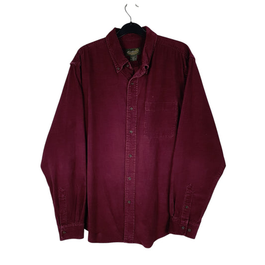 Mens Burgundy Eddie Bauer Corduroy Long Sleeve Shirt