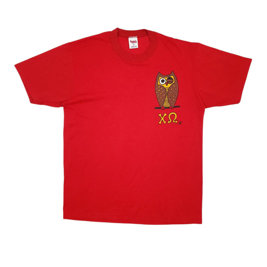 Mens Red Sports Wear Single Stitch Vintage 90s Short Sleeve T Shirt