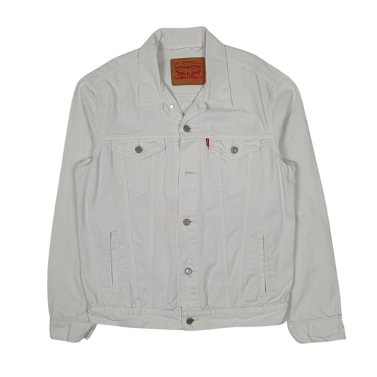 Mens White Levis Type 3 Trucker Crewneck Coat