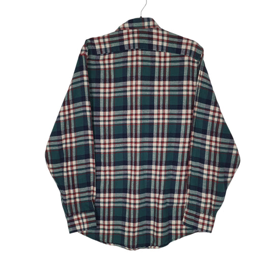 Mens Green L.L.Bean Scotch Plaid Flannel Vintage 90s Shirt