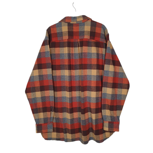 Mens Orange L.L.Bean Thick Chamois Flannel Shirt