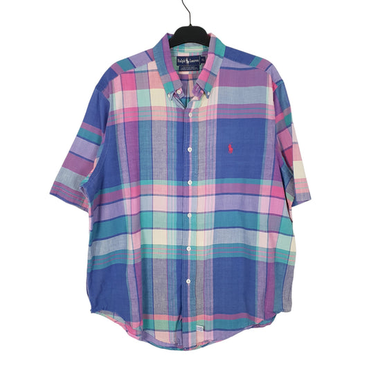 Mens Blue Ralph Lauren Madras Short Sleeve Shirt